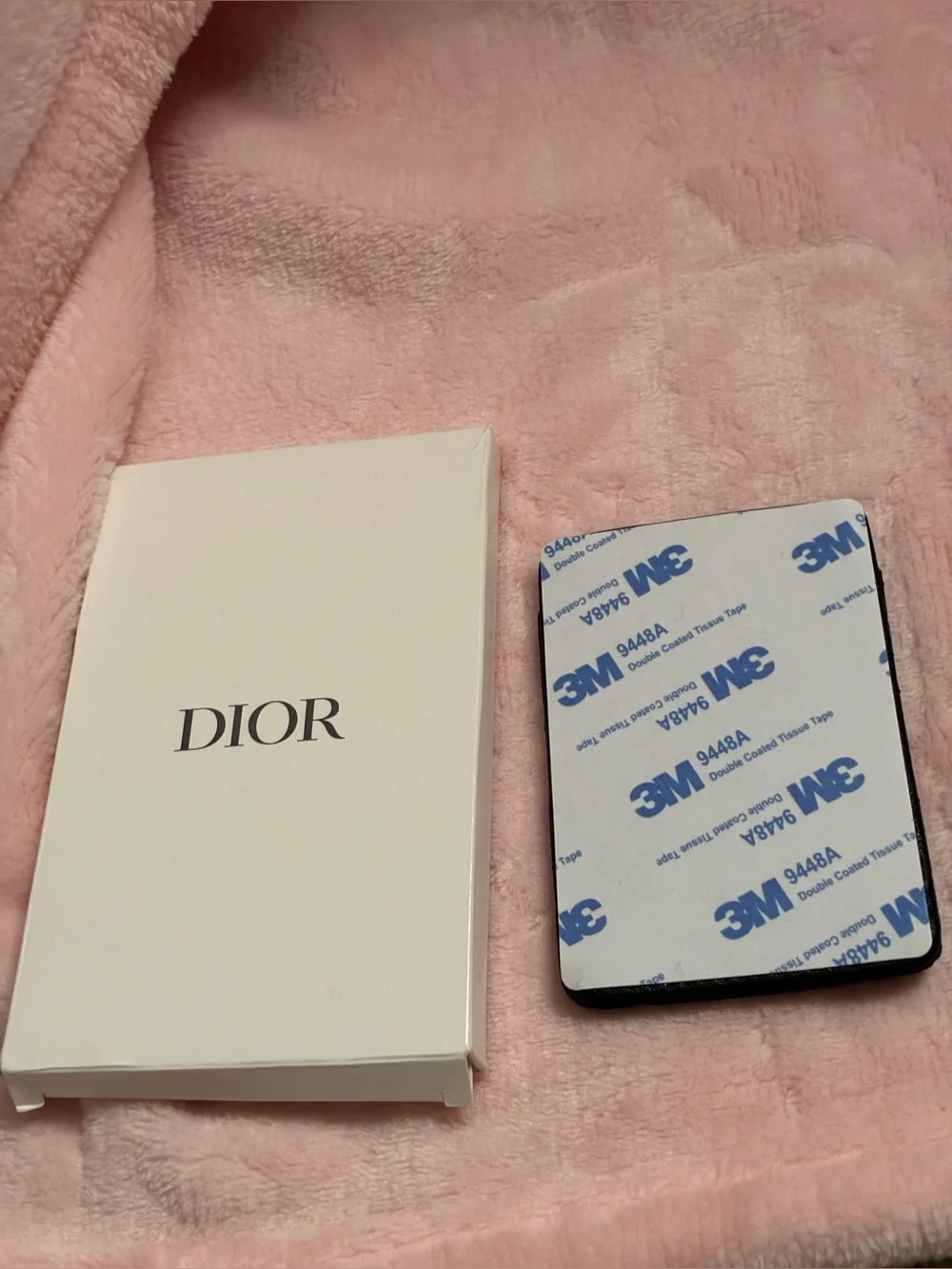 Christian Dior Cannage CD Leather Stick-On Phone Card Holder Wallet Black NIB